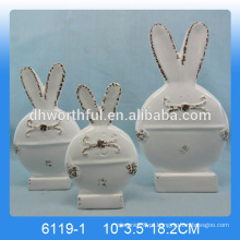 Coelho de cerâmica de alta qualidade figurine.ceramic bunny ornamento, decoração coelho